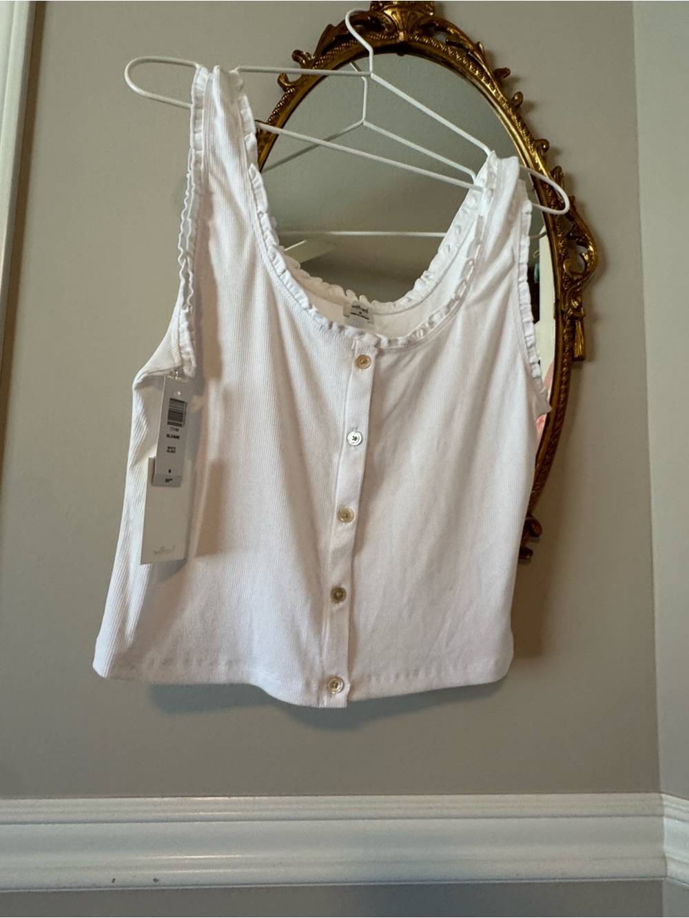 Wilfred White Ruffle-Trim Button-Front Camisole
